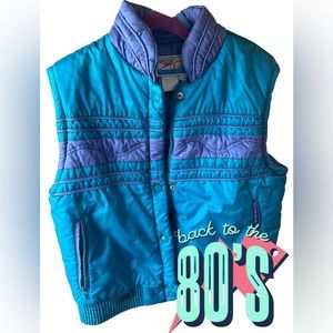 Vintage 80s Speedo Color Block Puffer Vest Blue/Purple